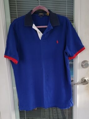 Polo by Ralph Lauren Royal Blue Polo with Navy Contrast Collar and Red Pony Sz L